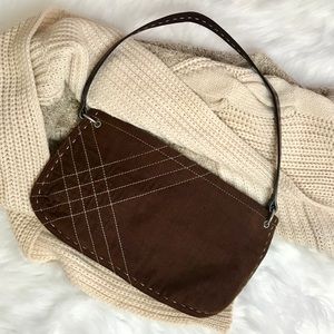 SOLD: Vintage Brown Corduroy Leather Strap Purse